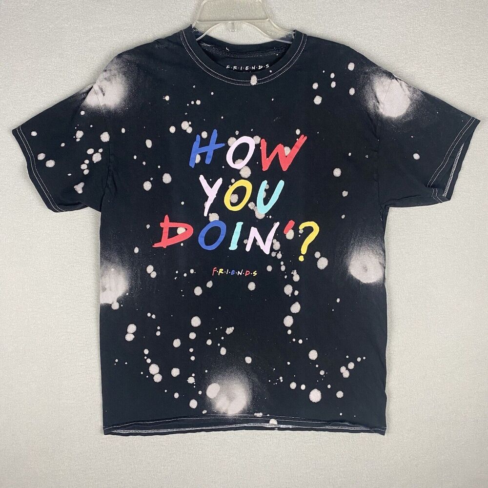 Friends TV Show Logo Men's Short Sleeve How You Doin T-Shirt Black Tie Dye Large